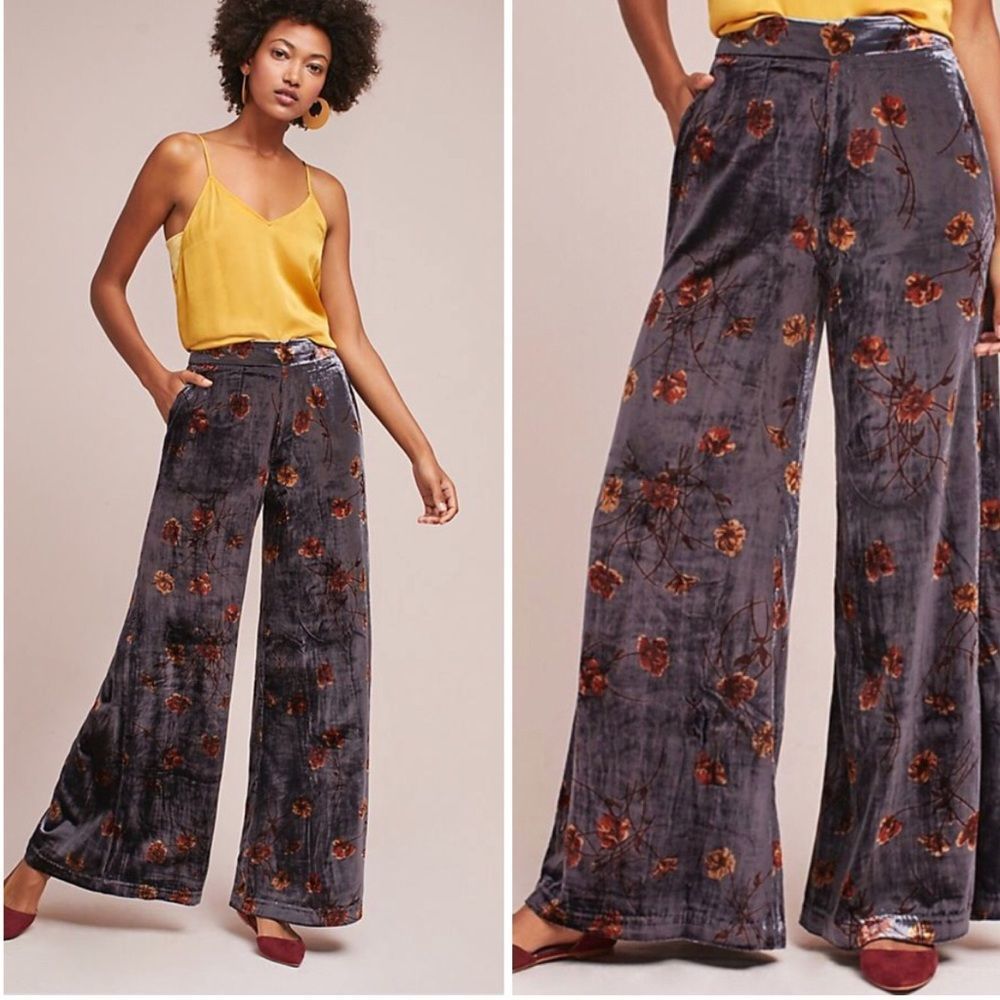 Anthropologie Velvet Wide-Legged Pants NWT Medium